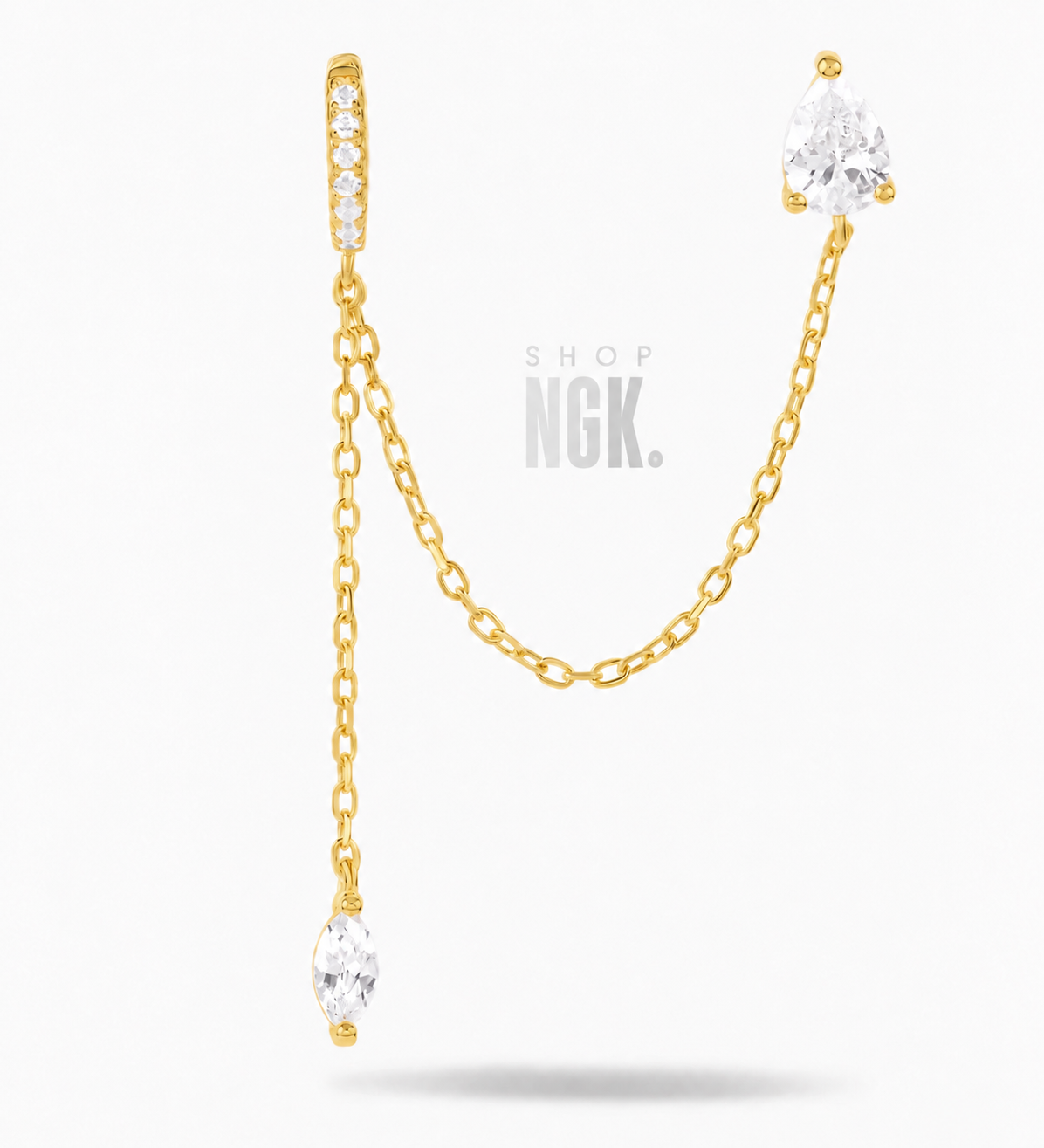 TEARDROP DOUBLE PIERCING HUGGIE
