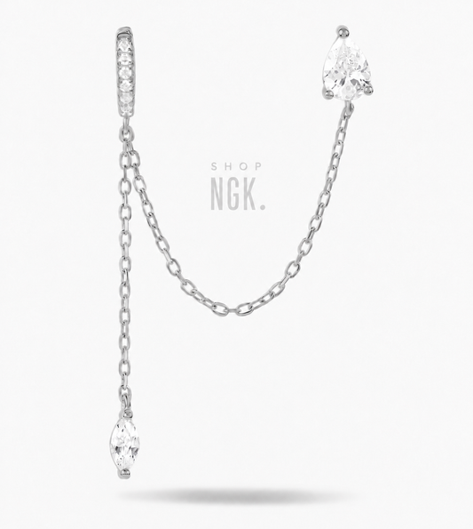 TEARDROP DOUBLE PIERCING HUGGIE