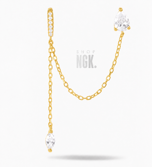 TEARDROP DOUBLE PIERCING HUGGIE