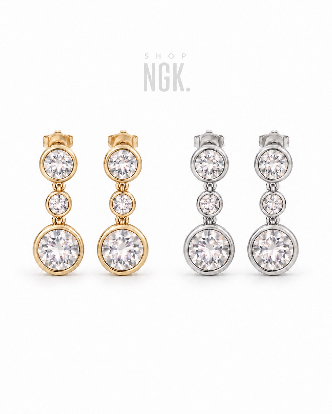 TRIPLE BEZEL DROP STUDS