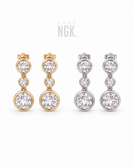 TRIPLE BEZEL DROP STUDS