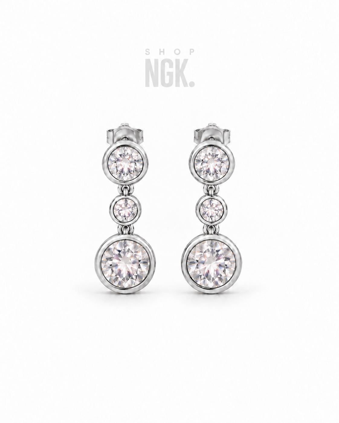 TRIPLE BEZEL DROP STUDS