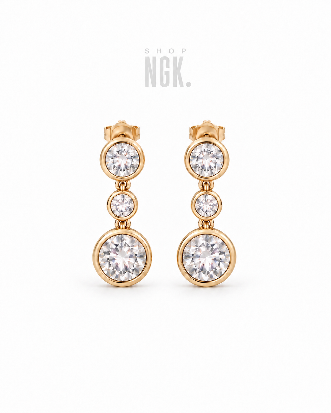 TRIPLE BEZEL DROP STUDS